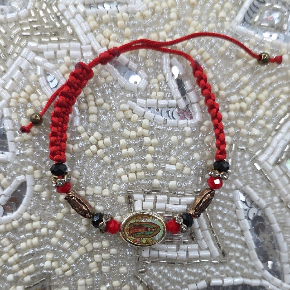 Red and Black Religious Beaded Bracelet